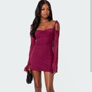 Edikted Off-Shoulder Mesh Dress
